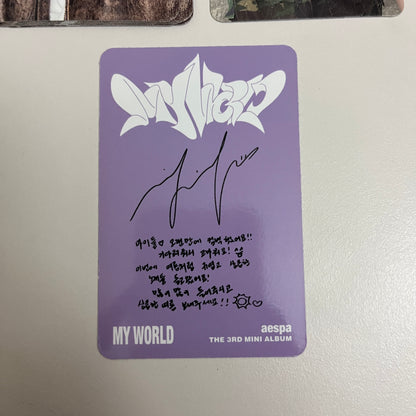 aespa Official Album MY WORLD Purple Ver Photocard 2 Type Winter Gieselle Ningning - 26.06.08